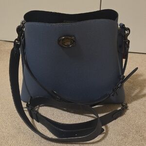 Blue Leather Shoulder Bag